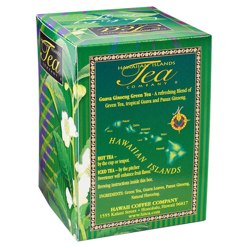 Hawaiian Islands Tea Company Guava Ginseng Green Tea, 20 Teabags