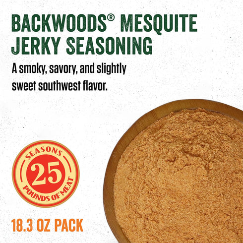 25 18.3 Packet Packet LEM Products Backwoods Mesquite Jerky Seasoning, Ideal for Wild Game and Domestic Meat, Seasons