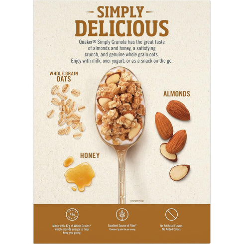 24.1oz (Pack 2) Quaker Simply Granola, Oats, Honey, & Almonds, Box