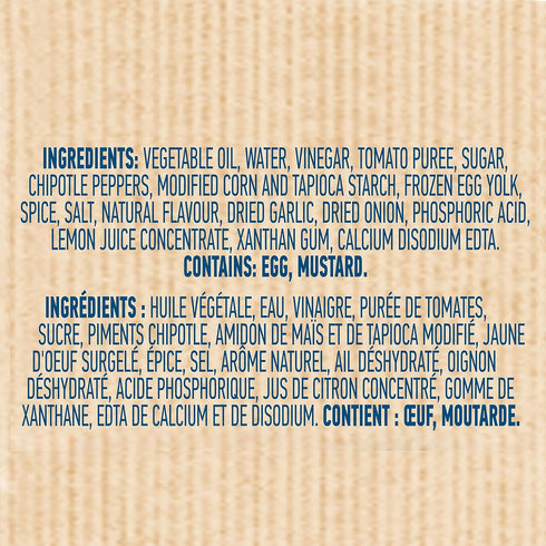 HELLMANN'S 325ml/11 oz., Spicy Chipotle Frites Mayo Style Sauce, (Imported from Canada)