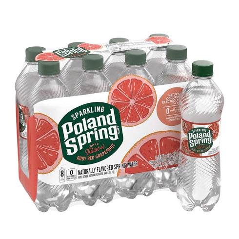 Poland Spring Sparkling Water, Red Ruby Grapefruit, 16.9 Fl Oz, Pack of