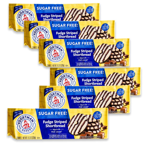Voortman Fudge Striped Shortbread - Sugar Free Cookies - Baked with Real