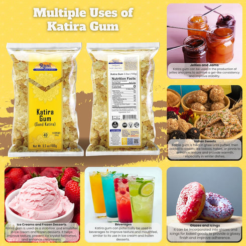 Rani Edible Gum Whole (Goonder Tragacanth Gum) 3.5oz (100g), All Natural, Vegan, Gluten Friendly, Kosher, Indian Origin