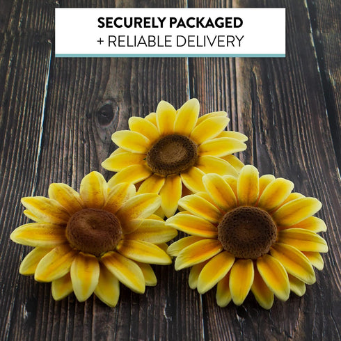 3 Count Global Sugar Art Sunflower Sugar Cake Flowers, by Chef Alan Tetreault
