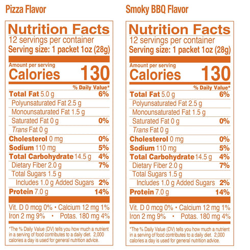 Pack 24 1 oz 130 The Happy Snack Company Fava Beans Variety x (Smoky BBQ Flavor and Pizza Flavor). High Fiber Vegan