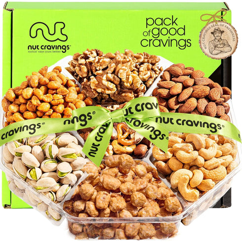 NUT CRAVINGS - Easter Mixed Nuts Gift Basket + Green Ribbon (7