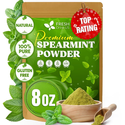 FreshDrinkUS, Premium Spearmint Leaf Powder 8oz Pure Natural Mint Powder for Tea,