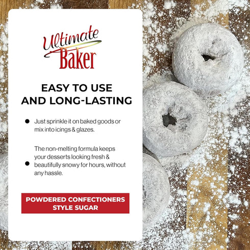 (8oz) Ultimate Baker Vegan Non-Melting White Donut Sugar - All Natural Snow Sugar for Dusting Donuts, Icing & Baking