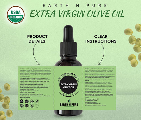 100 ml Earth N Pure Extra Virgin Olive Oil (Jaitun Oil) Cold Pressed, Natural, Therapeutic Grade