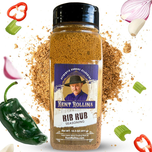 Kent Rollins Rib Rub Seasoning, 13 oz - Gluten Free Cowboy Dry Rub for Ribs & Pork