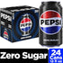 12oz (24 Pack) Pepsi Zero Sugar Cola Soda Pop, Cans