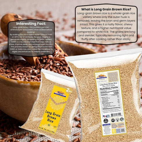 32oz (2lbs) 908g Rani Long Grain Brown Rice ~ All Natural | Gluten Friendly | Vegan | Non-GMO | Kosher | Product of USA