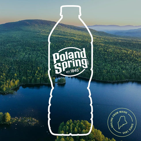 24 Pack 16.9 Oz Poland Spring Maine Spring Water Bottles, Crisp, Still Bottled Water with Naturally Balanced Occurring