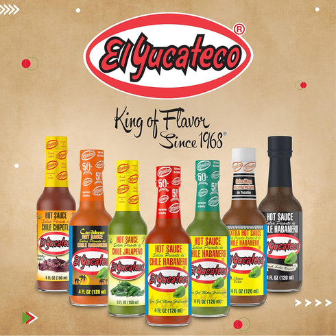 El Yucateco Red Habanero Sauce, 4 oz, 6 Pack, Gluten Free, Sugar Free