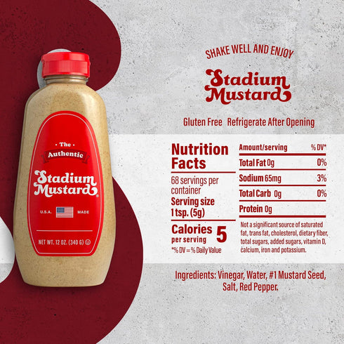 12oz (Pack 2) The Authentic Stadium Mustard. From Cleveland's Famed Municipal Stadium. A Tailgate Party Must Have! This