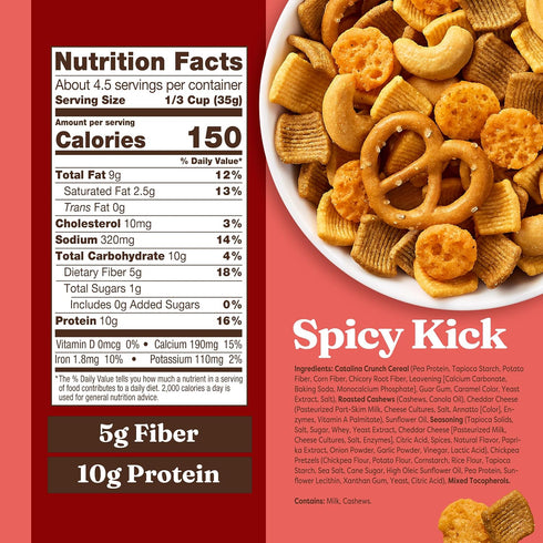 10g 1g Pack 4 (Pack 4) Catalina Crunch Protein Snack Mix with Cheese Crisps | Protein, Sugar per Serving | Good Source