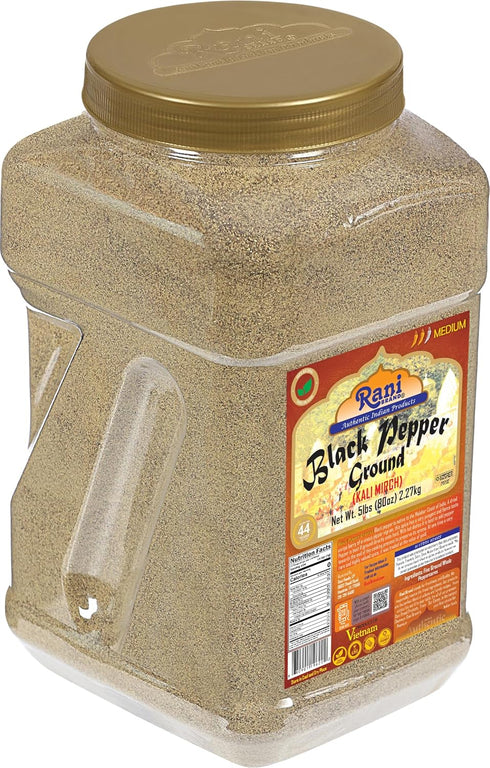 80 80oz (5lbs) 2.27kg Rani Black Pepper Fine Powder Mesh, Bulk PET Jar ~ All Natural | Vegan | Gluten Friendly |