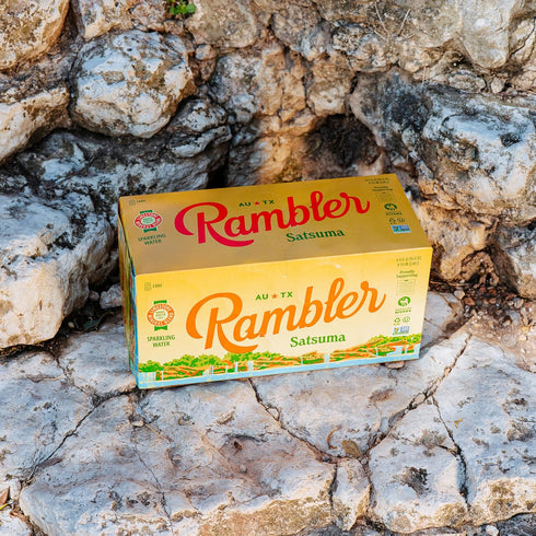 12-Ounce 8-Packs (24 AUTX RAMBLER Sparkling Water, Texas Limestone Mineral Blend, Satsuma Flavor, Cans, Three Cans)