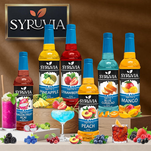 25.4 oz Syruvia Sugar-Free Blue Raspberry Syrup, Flavored Syrup for Drinks, Cocktails, Lemonades, Iced Teas