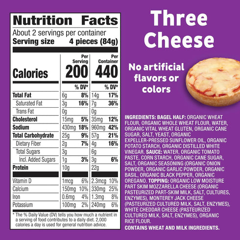 Frozen 9 6.65 oz Annie's Mini Pizza Bagels, Three Cheese, Snacks, Ct
