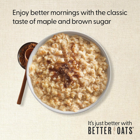 Better Oats Packets, 10 (Pack 6) Steel Cut Instant Oatmeal Maple and Brown Sugar Flavor with Flax Seeds, Quick-Cooking