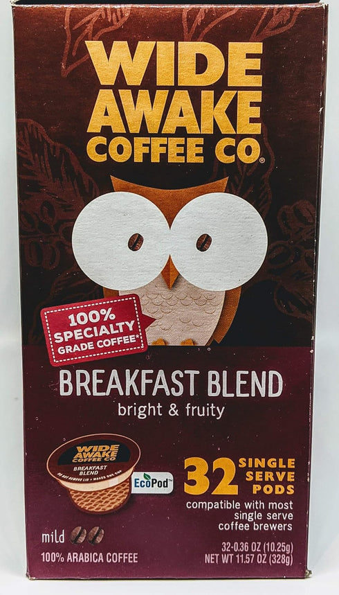 Wide Awake Coffee (32 Count, Single Serve Coffee Pods Breakfast Blend)