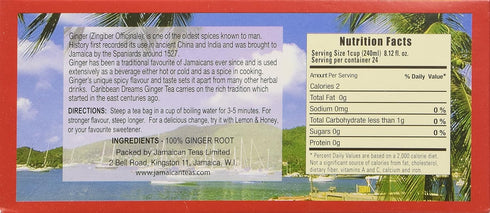 24 Caribbean Dreams Ginger Tea, Tea Bags, Herbal, Natural, Caffeine Free Ginger Tea From Jamaica