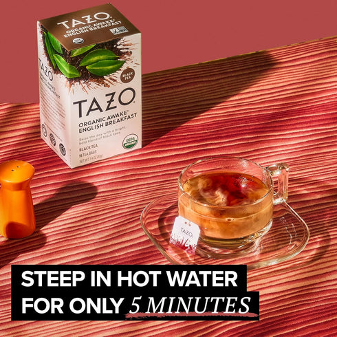144 (36ct Pack 4) TAZO Organic Awake English Breakfast Black Tea Bags, Bold Traditional Breakfast-Style Black Tea