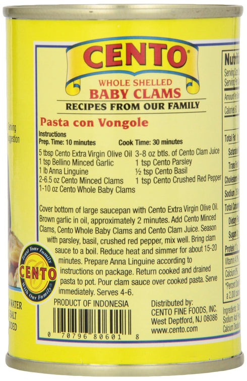 Cento 10-Ounce (Pack 12) Whole Baby Clams, Cans
