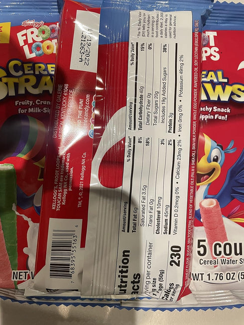 Mizo 2021 90's Pack 3, 5 Count, Kellogg's Cereal Straws Froot Loops Edible Breakfast Straw Alternatives for Milk
