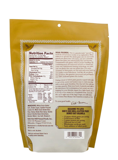 12 Oz Bob's Red Mill Gluten Free Honey Oat Granola