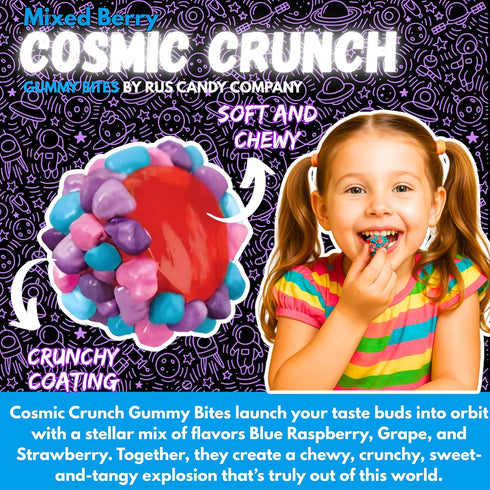 Gummy Gummies Mixed Berry Cosmic Bites by R.U.S. Candy Company- Half Pound Bag Sweet, Tangy & Crunchy Bite-Sized Candy