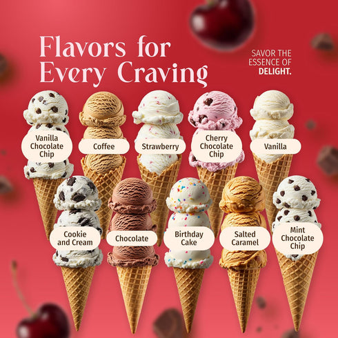 (2) 5 2 (2 Pack, Triple Scoop - Premium Cherry Choc Chip Ice Cream Mix For Ice Cream Maker. Simple, Easy, Delicious.