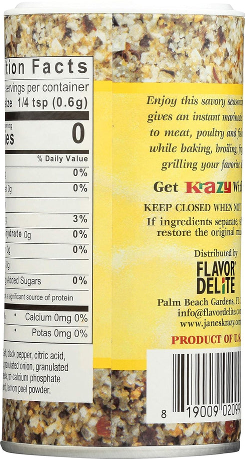 Jane's Krazy Seasonings Mixed-Up Lemon Pepper Marinade & Seasoning, 2.5 Ounce