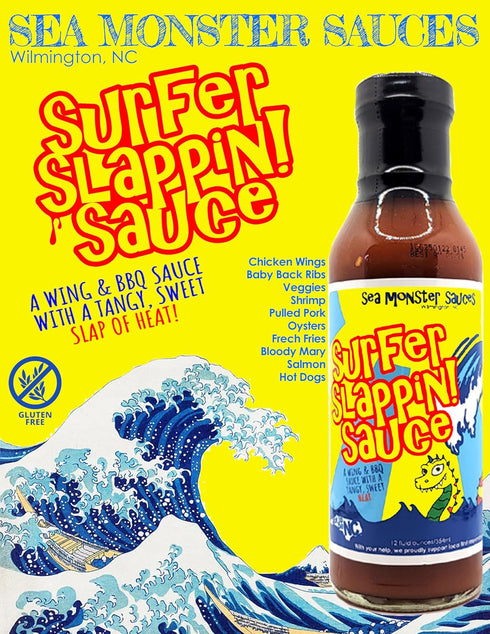 Sea Monster Sauces 1 1 1 Sampler - Bottle Surfer Slappin! Sauce - Bottle Danger Berry - Bottle Lift Up Hot Sauce