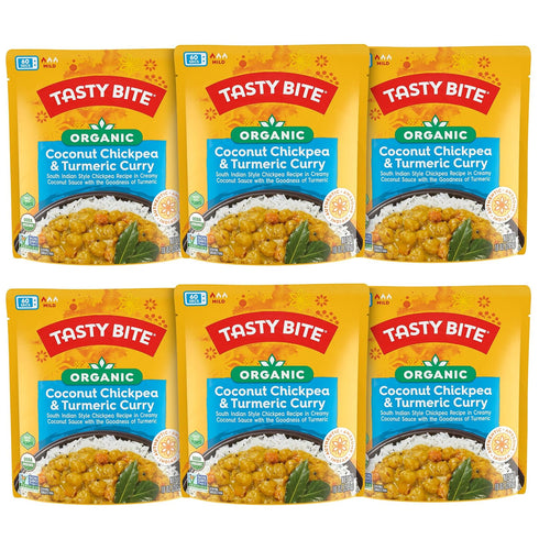 Tasty Bite Organic Chickpea Coconut and Turmeric Curry, Ready to Eat, Microwavable