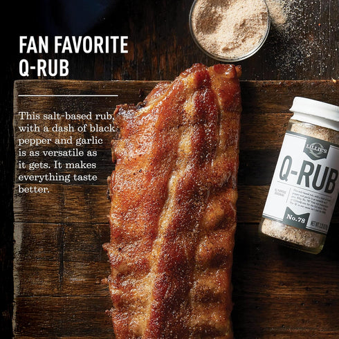 (7.9 oz, 2-Pack) Lillies Q - Q-Rub BBQ Rub, Salt-Based BBQ Rub, All-Purpose Barbeque Rub, Garlic & Black Pepper