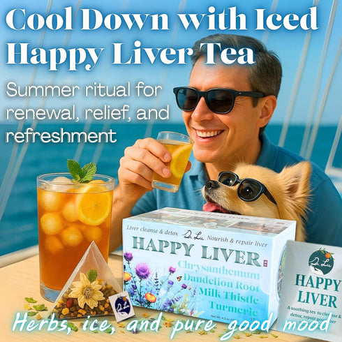 100% 11-Flavor Dr. Lus Happy Liver Tea | Natural Liver Cleanse Detox & Repair Tea Made in US | Milk Thistle, Turmeric