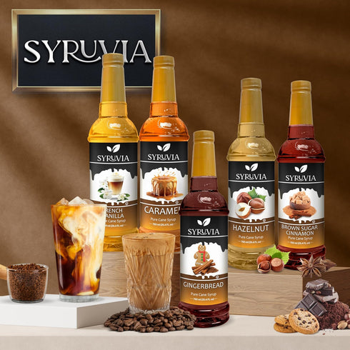 25.4 oz Syruvia Coffee Syrup, Peanut Butter Cup Flavored Syrup for Drinks, Lattes, and Desserts fl