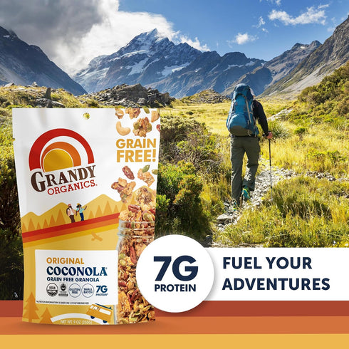 9oz Pack 3 Grandy Organics Original Coconola Granola, Certified Organic Gluten Free Granola, Grain Free, Vegan