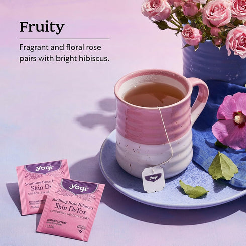 16 Pack (4 Packs) Yogi Tea Soothing Rose Hibiscus Skin DeTox Tea - Tea Bags per - Organic DeTox Tea to Support Skin
