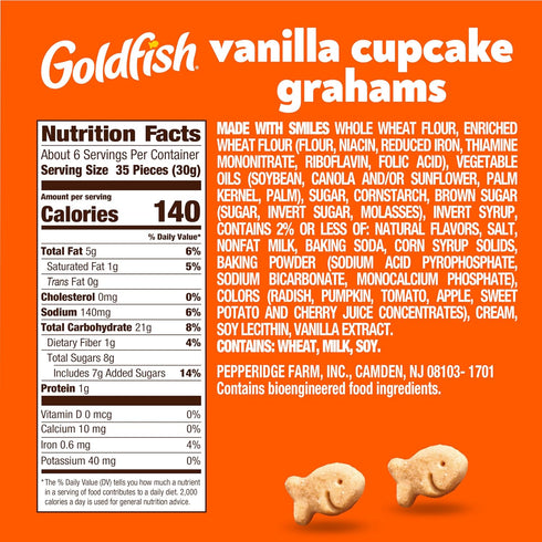 6.6 Oz Pepperidge Farm Goldfish Grahams Vanilla Cupcake Baked Grahams, Bag