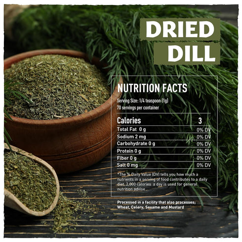 Eastanbul Dill Weed, 2.5oz Dried Dill Weed, Dry Dill Seasoning, Pure, Freshly Cut, Sifted & Dried Dil Weed, Mediterranean Dill Weed Seasoning, Top Culinary Grade Dill Weed Spice, Exquisitely Fragrant