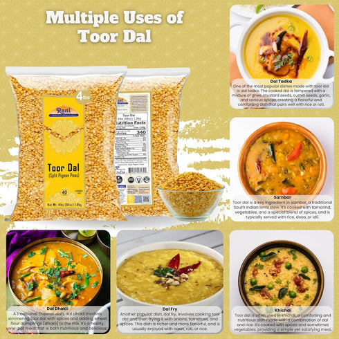 64oz (4lbs) 1.81kg Rani Toor Dal (Split Pigeon Peas) Bulk ~ All Natural | Gluten Friendly | NON-GMO | Vegan | Indian