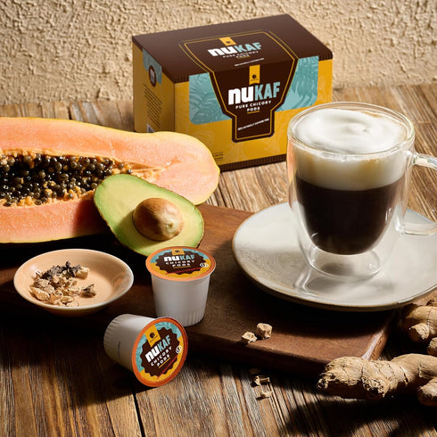 100% (6 12 72 nuKAF Chicory Coffee K Cups, Caffeine Free Coffee Alternative, All Natural K Pods for your Keurig, Great