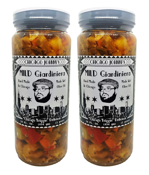 Chicago Johnny's Gourmet Hand Made Olive Oil Mild Giardiniera 2 Pack 16 oz jars