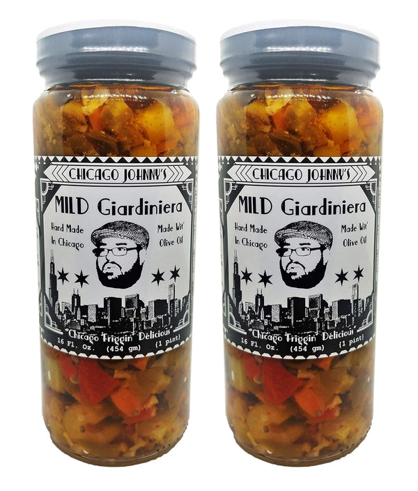Chicago Johnny's Gourmet Hand Made Olive Oil Mild Giardiniera 2 Pack 16 oz jars