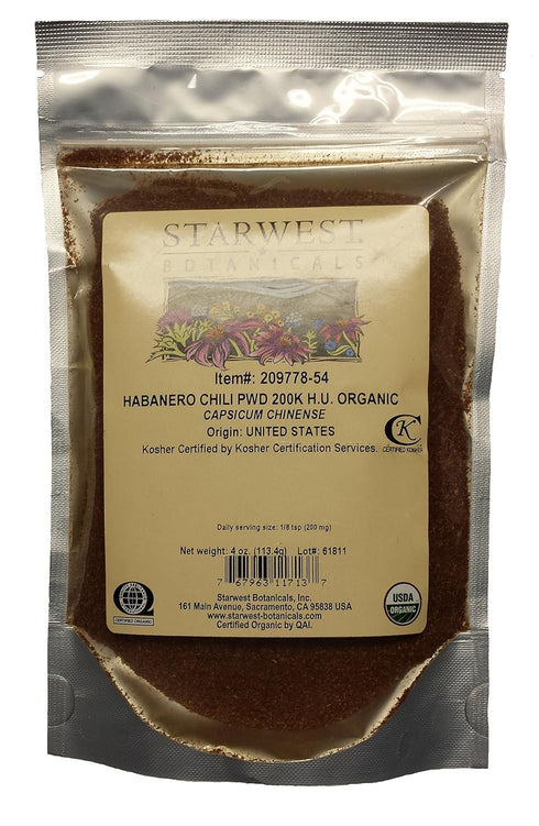 Organic Habanero Chili Powder 200K H.U. by Starwest Botanicals