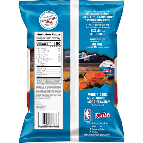 8.5 Ruffles Ridged Potato Chips, Flamin' Hot, Ounce