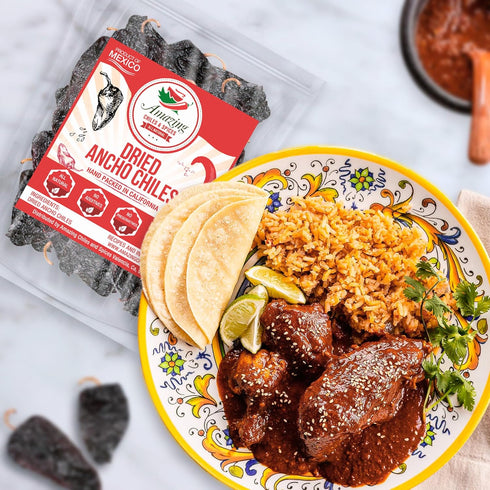 Dried Ancho Chiles Peppers 4 oz, Natural & Premium for Authentic Mexican Mole, Sauces, and Salsas